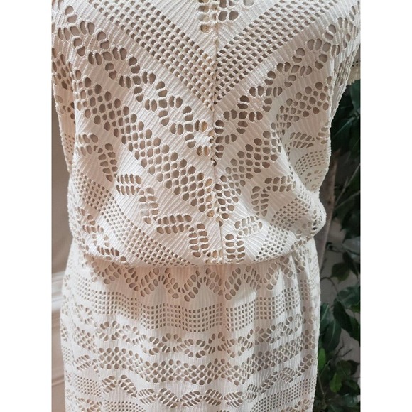 Bluet Womens White Polyester Round Neck Short Sleeve Knee Length Dress Size 16 - Picture 3 of 13